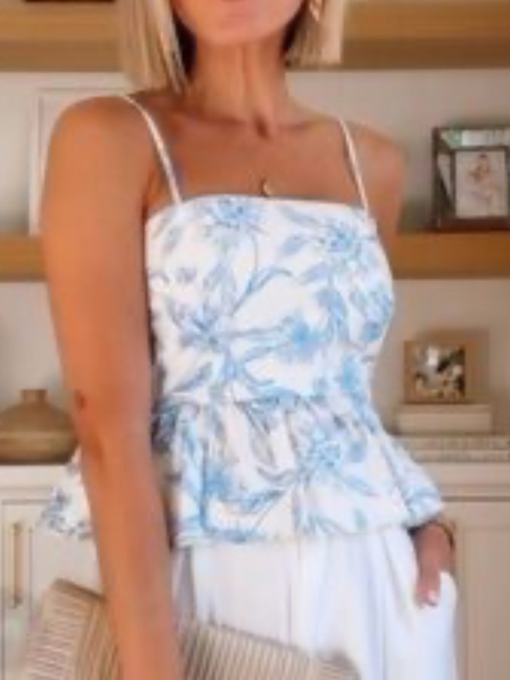 A New Day | floral print peplum top size large